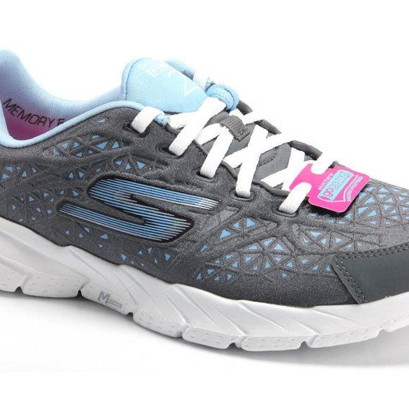 💟 Sketchers GOFIT 2 Go Fit Presto Memory Foam Sneakers Shoes 8.5 Charcoal/Blue - Picture 1 of 16